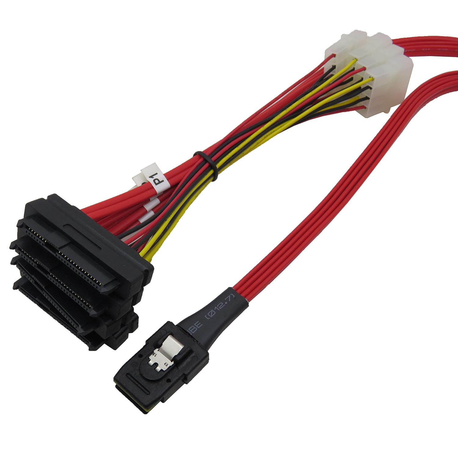 CABLEDECONN Mini SAS 36 SFF-8087 to (4) SFF-8482 Connectors with 4P Power Cable 1M H0408