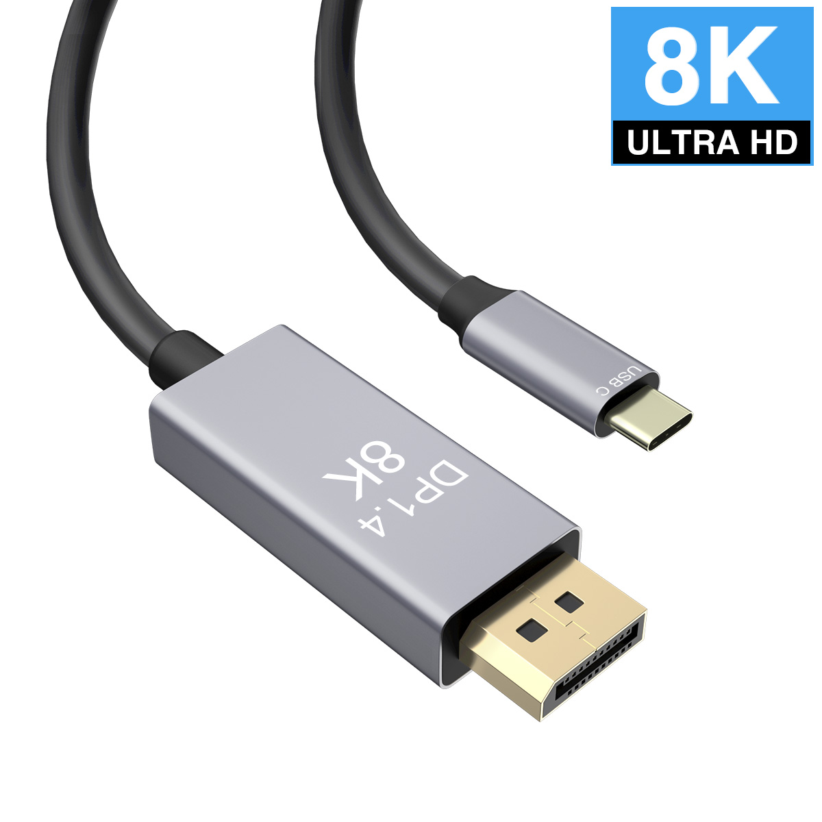 CABLEDECONN USB C to DisplayPort 1.4 8K 2M Cable with USB-C PD 8K@60Hz 4K@144Hz Converter Thunderbolt 3 to DisplayPort Adapter Compatible with New MacBook Pro T0404