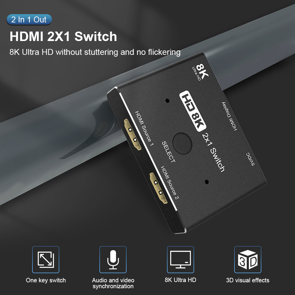 CABLEDECONN Commutateur bidirectionnel HDMI 2.1 Ultra 8K HD 8K