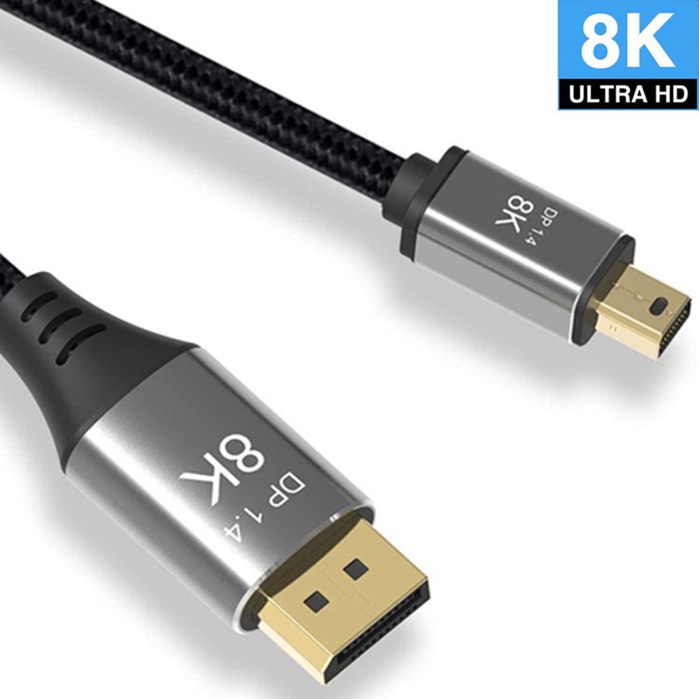 White-3.3FT Mini Displayport to Displayport Cable JUSTITUDE 8K DP Cable Nylon Braided High Speed DisplayPort to Mini DisplayPort Cable Supports 8K@60Hz 5K@60HZ 4K Compatible Mini DP Cable
