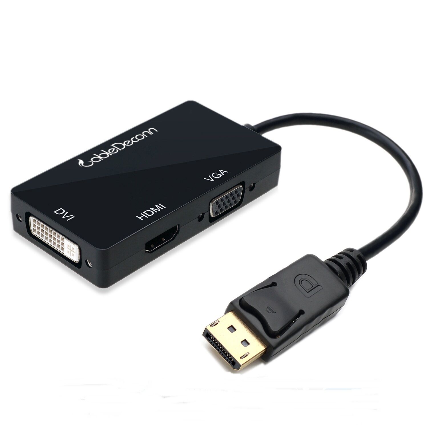 CABLEDECONN Multi-Function Displayport Dp to HDMI/DVI/VGA Male to Female 3-in-1 Adapter Converter Cable   M0401