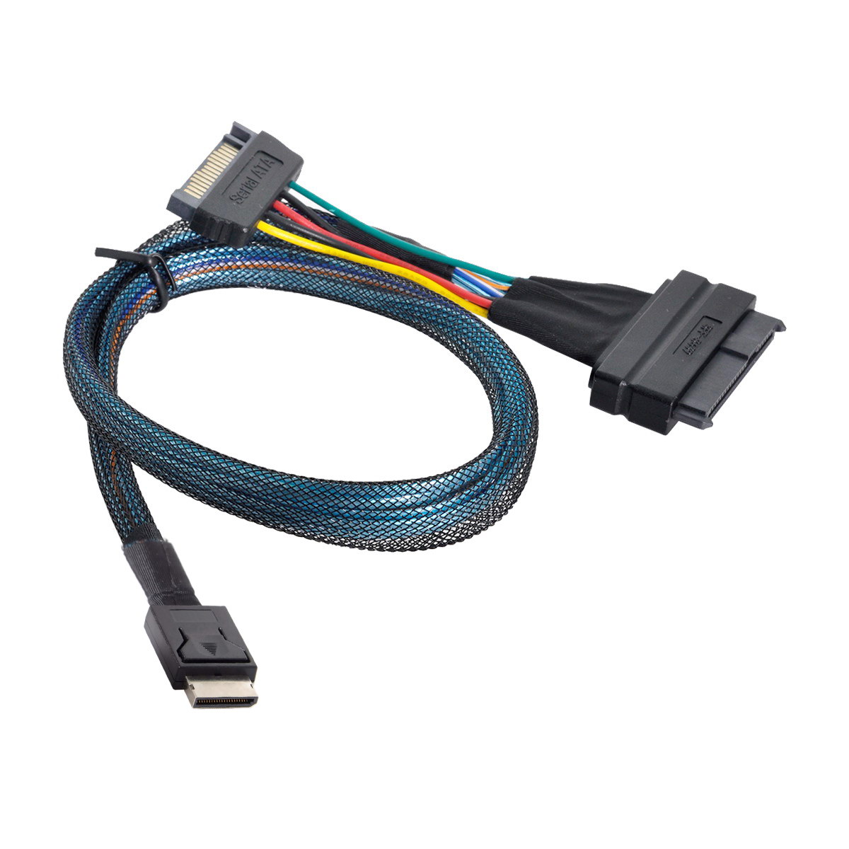 0,5 m YIWENTEC Oculink Slimsas SFF-8611 vers SFF-8639 U.2 U.3 NVME PCI-Express Câble pour SSD avec câble d'alimentation SATA 15 broches 