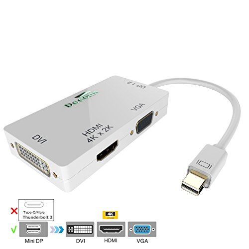 CableDeconn 3-in-1 Mini DisplayPort 1.2V to DVI VGA HDMI TV HDTV Adapter Converter HDMI Full 4k X 2k Resolution   M0402