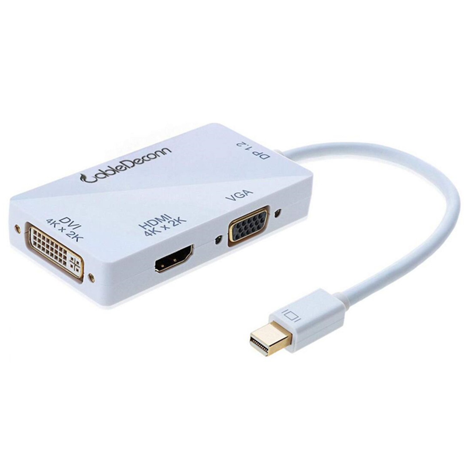 schommel metalen Schotel CableDeconn 3-in-1 Mini DisplayPort 1.2V to DVI VGA HDMI TV HDTV Adapter  Converter HDMI Full 4k X 2k Resolution M0402-Mini Displayport Adapter -CableDeconn