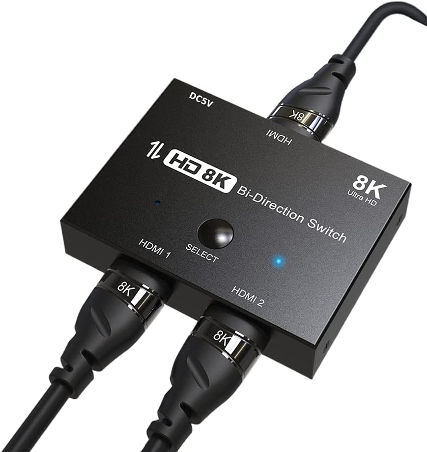 CABLEDECONN HDMI Ultra 8K HD Bi-Directional Switch 8K@60Hz 4K@120Hz 1in 2out 2in 1out High Speed 48Gbps Splitter Converter Compatible with Xbox X PS5 Projectors Monitors  F0301