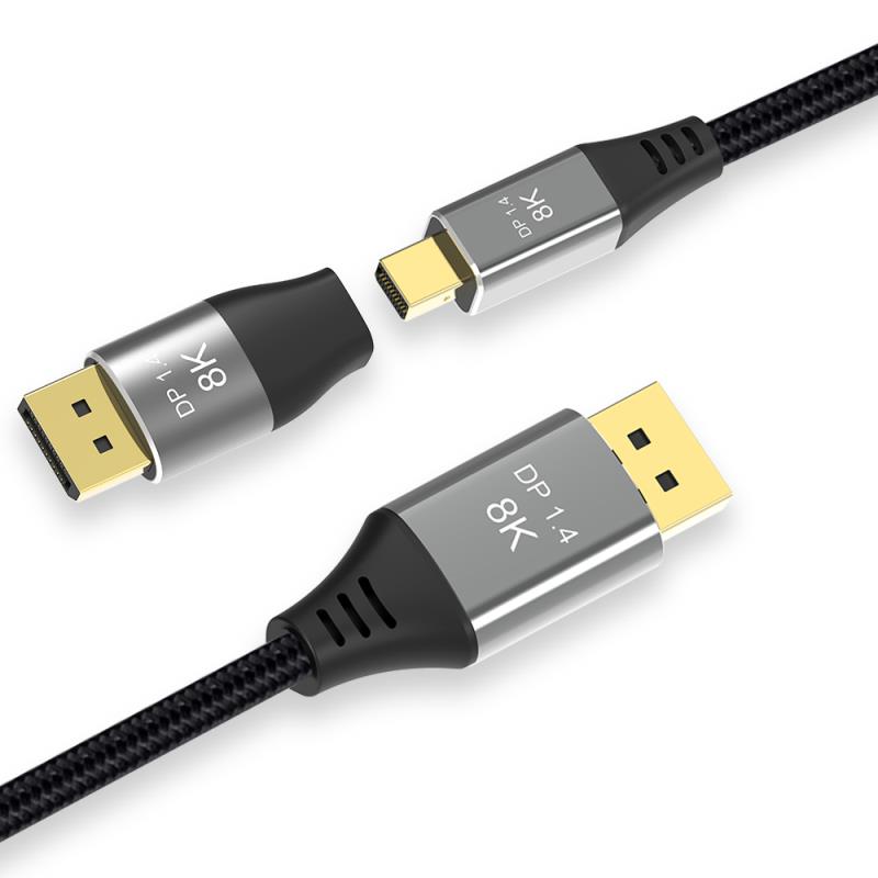 CableDeconn Câble Mini DP vers DisplayPort 8K avec Connecteur Mini DP vers DP 8K 7680 * 4320 @60Hz 4K@144Hz DisplayPort 1.4 Transmission Bidirectionnelle DisplayPort vers Mini DisplayPort 8K 3 Meter 