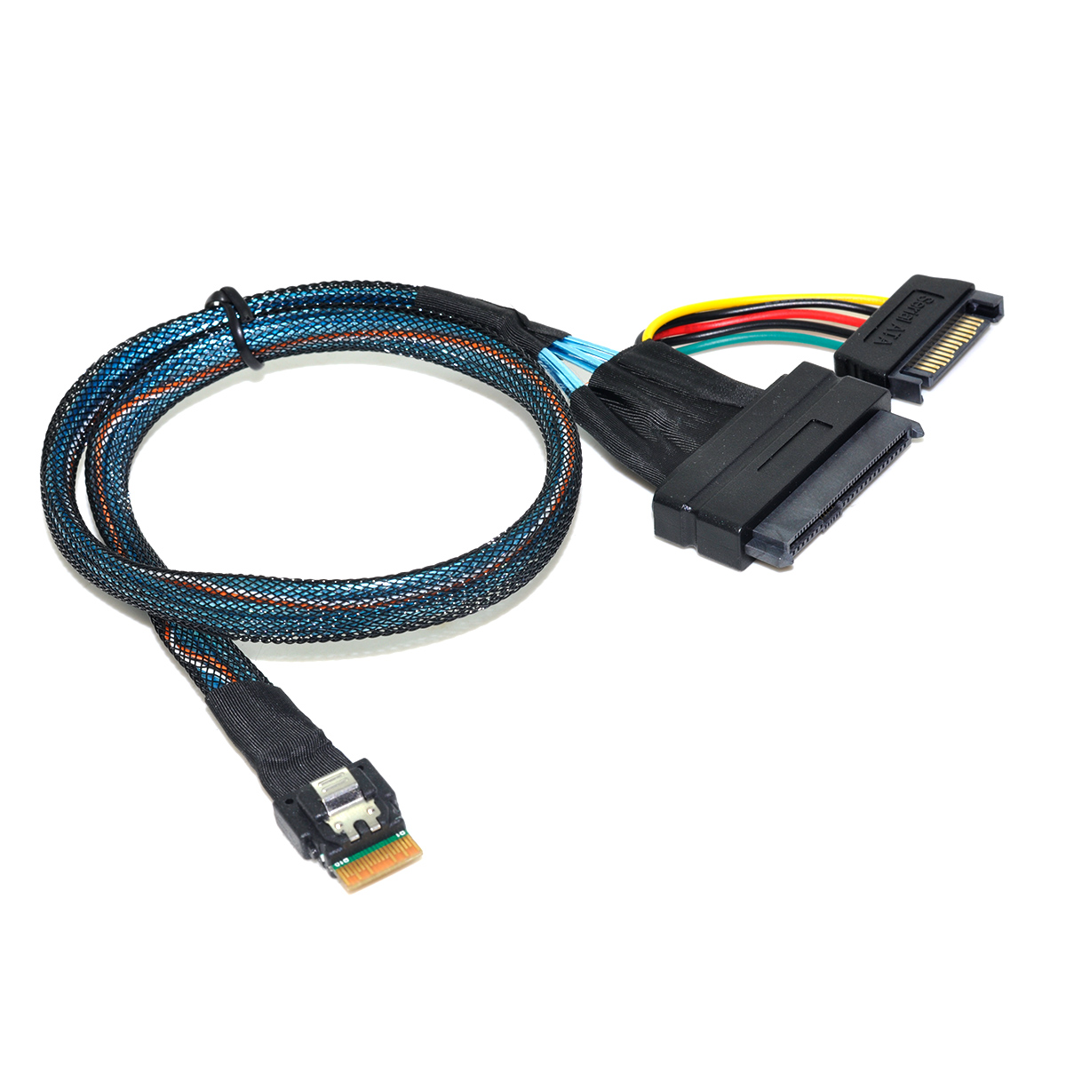 CableDeconn SFF 8654 4i Slimsas to SFF 8639 Hard Disk SSD Cable NVME U.2 with 15 Pin SATA Power Cable G0206