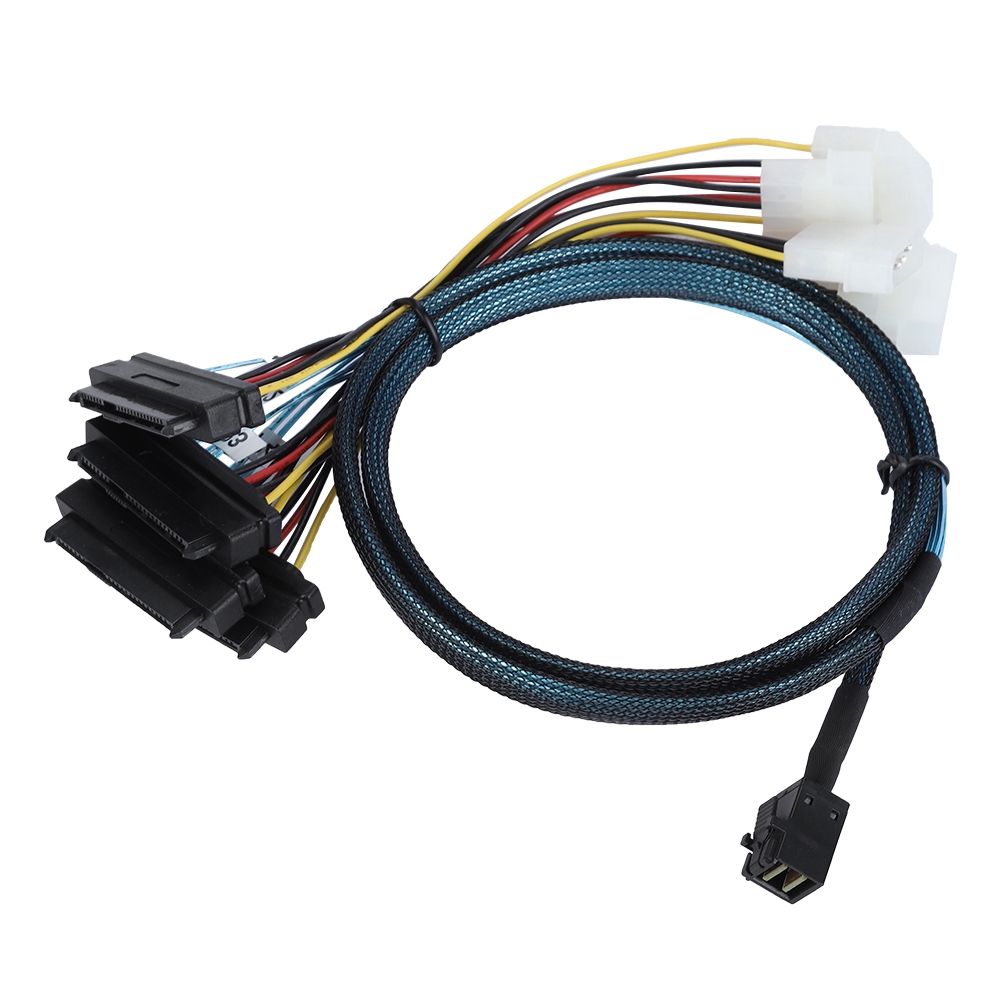 CABLEDECONN SFF-8643 Internal Mini SAS HD to (4) 29pin SFF-8482 connectors Power Port 12GB/S Cable G0401