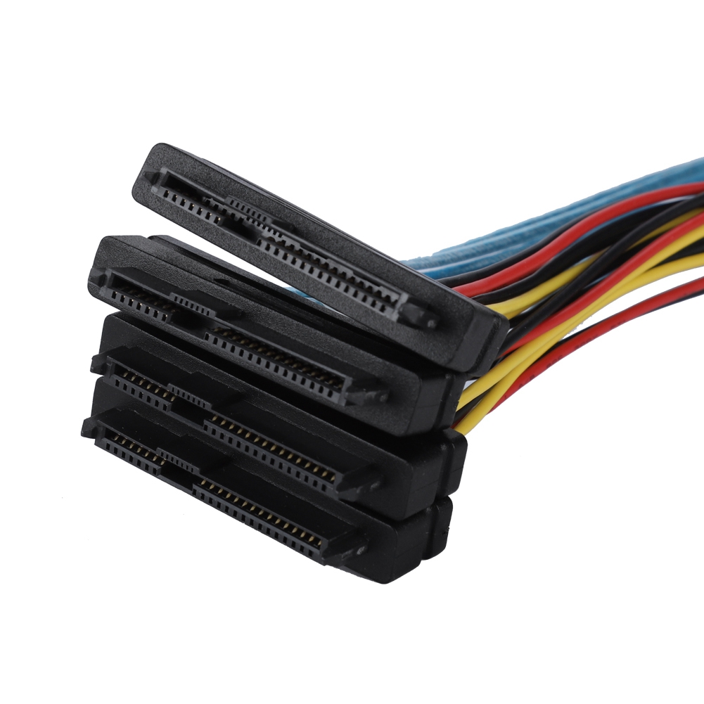 CABLEDECONN SFF-8643 Internal Mini SAS HD to (4) 29pin SFF-8482 connectors  Power Port 12GB/S Cable G0401