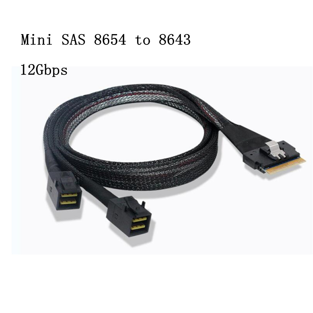 CableDeconn PCI-E Ultraport Slimline SAS Slim 4.0 SFF-8654 8i to Dual SFF-8643 /4i 8611/8087 Mini SAS HD Cable PCI-Express 0.5m