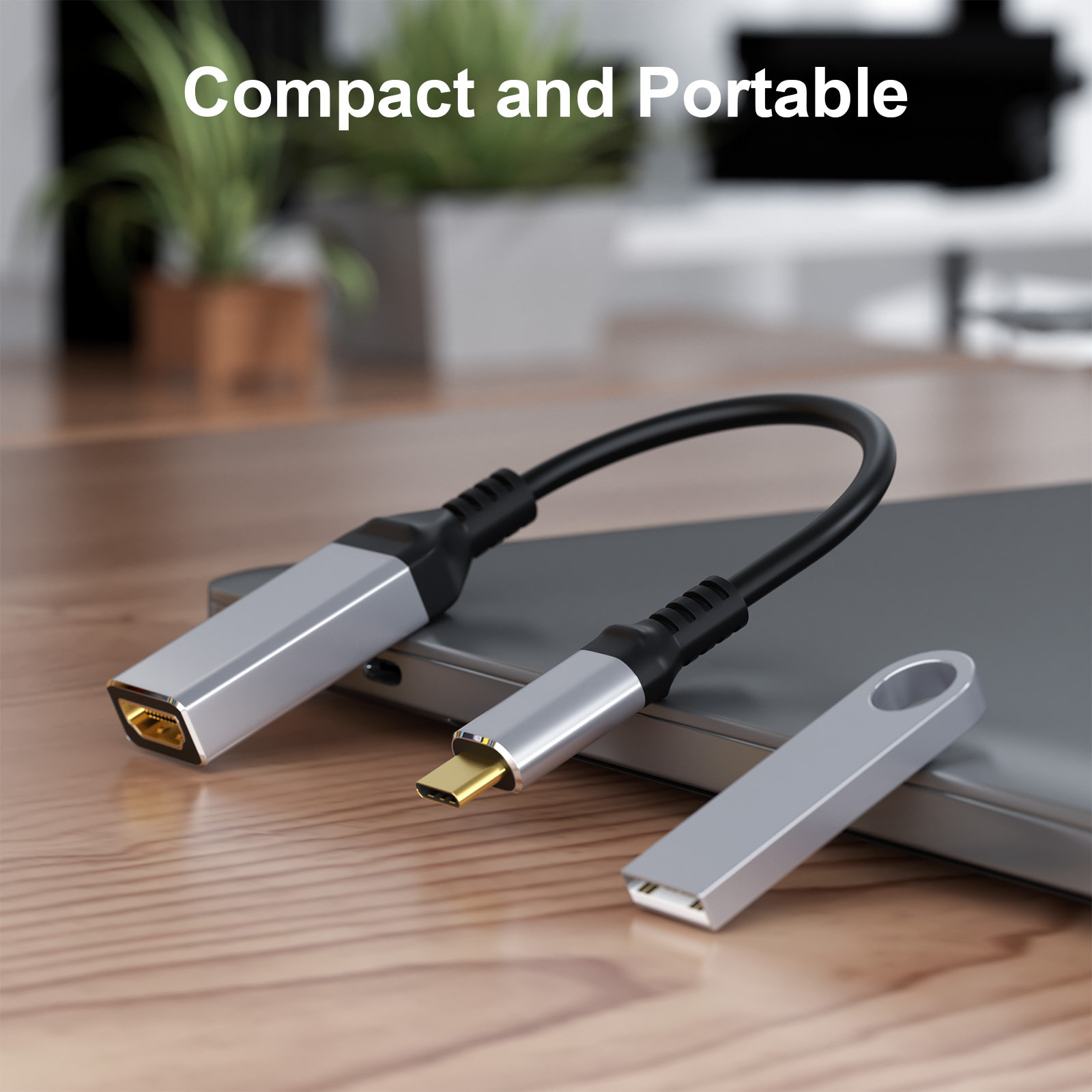 CABLEDECONN USB C USB3.1 to HDMI 8K 2.1 Cable 25cm Male to Female 8K@30Hz 4K@120Hz UHD HDR High Speed 48Gbps Thunderbolt 3 Compatible for HDTVs Projectors and Monitors F0208