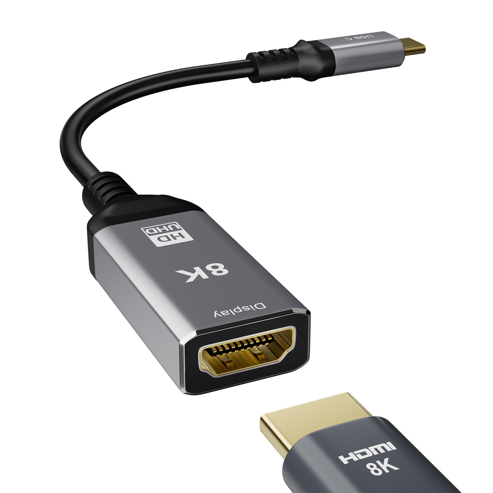 CABLEDECONN DisplayPort 1.4 to HDMI 2.1 Ultra HD 8K Male to Female Cable  0.25m Converter 8K@60Hz 4K@120Hz Directional Compatible with DisplayPort PC