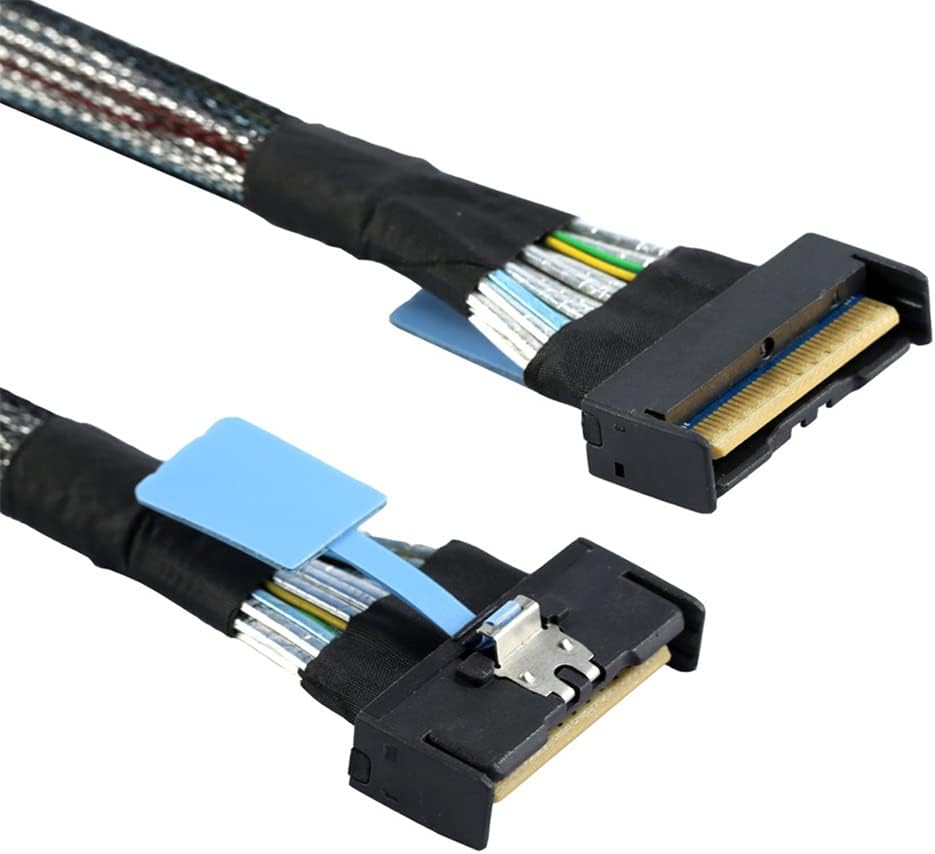 CABLEDECONN PCI-E 5.0 Mini Cool Edge IO MCIO STR SFF-8654 PCI-E Slimline SAS 8i 74Pin Male to SFF-8654 SAS 4.0 74Pin Male SFF-8654 Extender Cable G0509