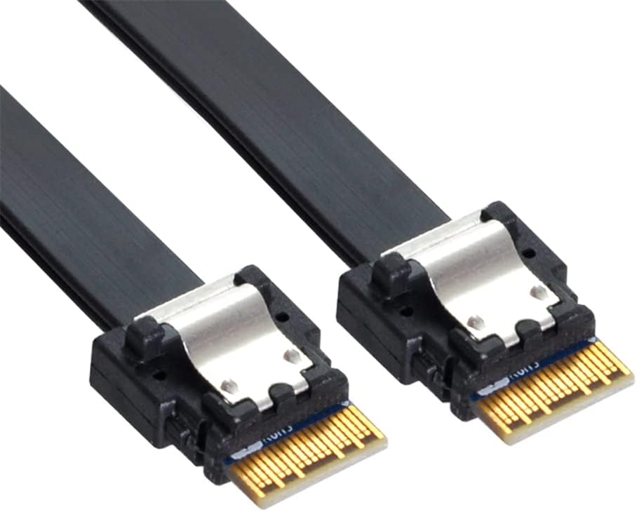 CABLEDECONN PCI-E Slimline SAS 4.0 SFF-8654 4i 38pin Host to SFF-8654 Slim SAS Target Cable 40cm 