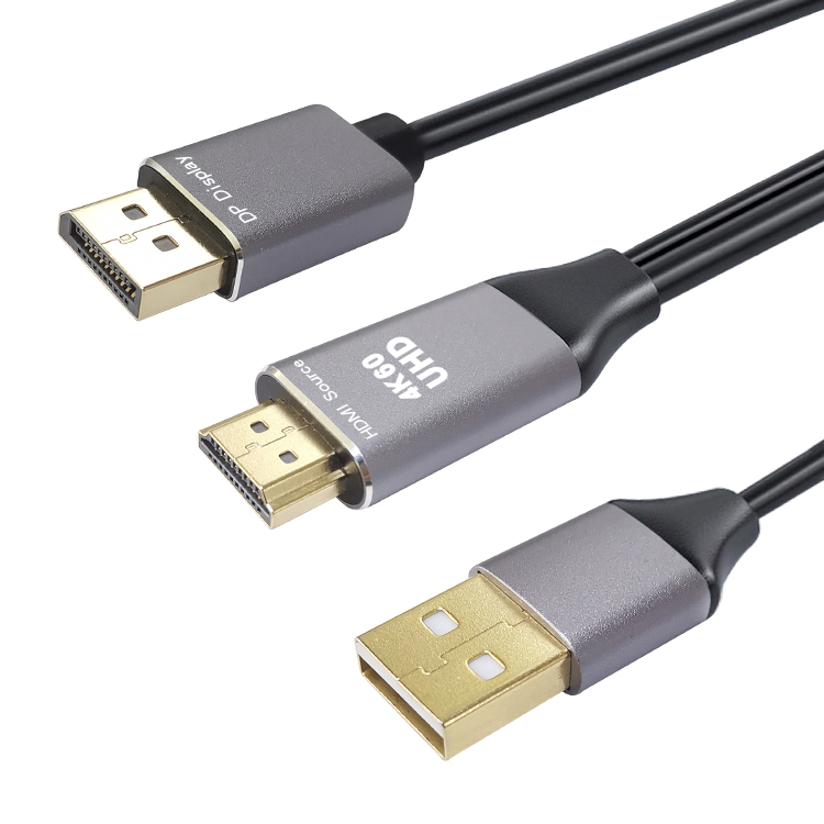 CABLEDECONN HDMI to DisplayPort Cable, HDMI Male 3840x2160 UHD 4K to DisplayPort Male with USB Converter Cable for Laptop Desktop Monitors F0406-S