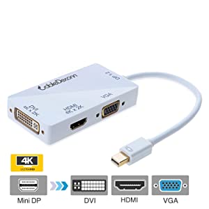 Thunderbolt Port Compatible CableDeconn Mini Displayport 4K Mini Displayport to HDMI VGA DVI to HDMI DVI VGA 3 in 1 Adapter Cable Converter 
