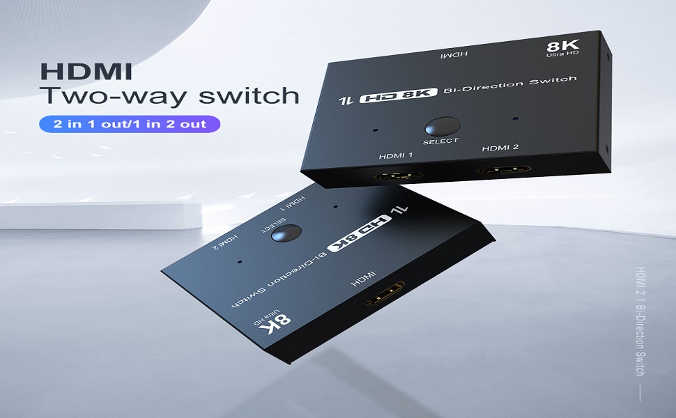 HDMI 8K Bi-Directional Switcher 4K@120Hz 1In 2Out 2in 1Out