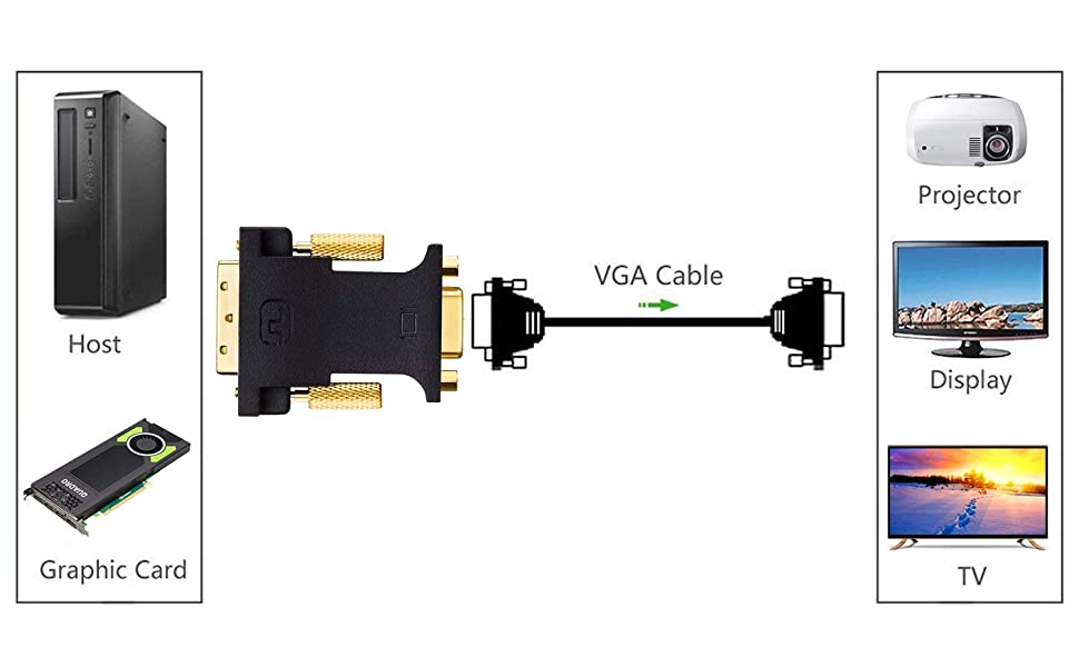 CableDeconn Câble convertisseur actif DVI vers VGA, DVI 24+1 DVI-D
