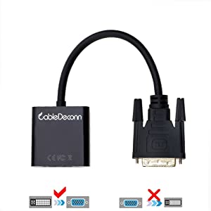 CableDeconn Active DVI-D Link 24+1 Male to VGA Female M/F Video Cable Adapter Converter 